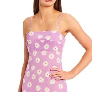 Evolutionary Spaghetti Strap Square Neck Daisy-Printed Mini Slip Dress